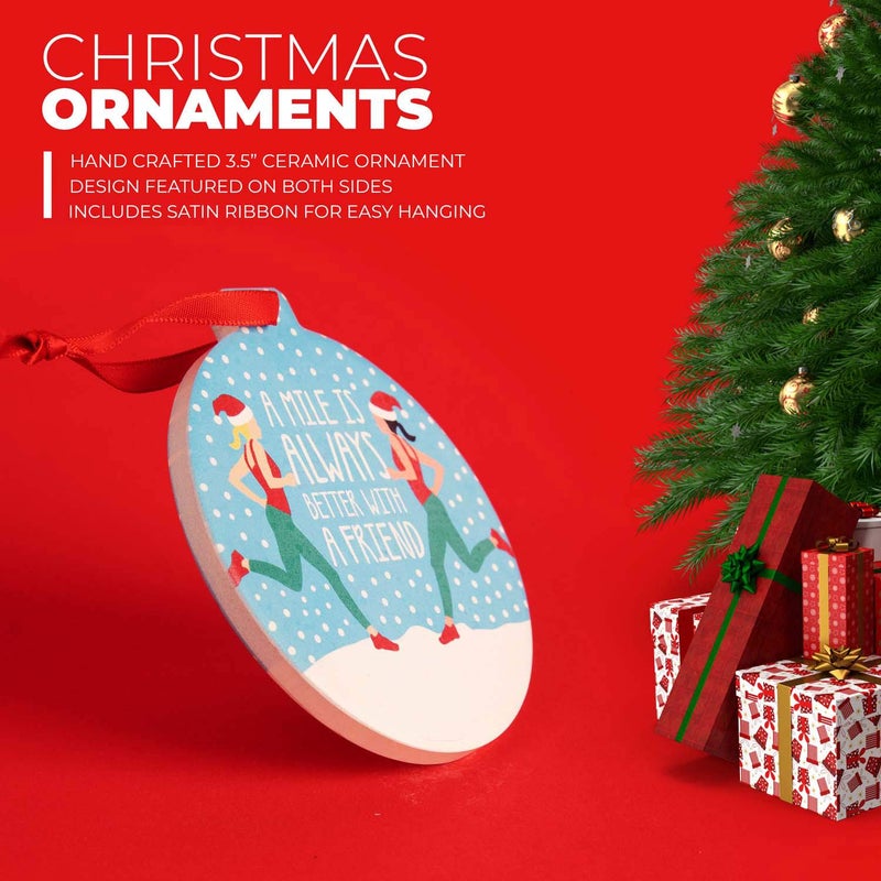 ChalkTalkSPORTS Running Ceramic Ornament | Mile with a Friend Ornament - Image 2